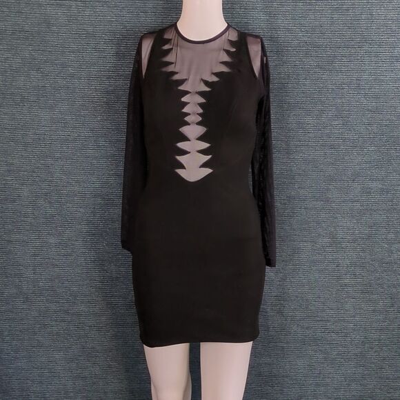 Halloween Party? Black Flame Illusion Mini-Dress - Picture 1 of 11
